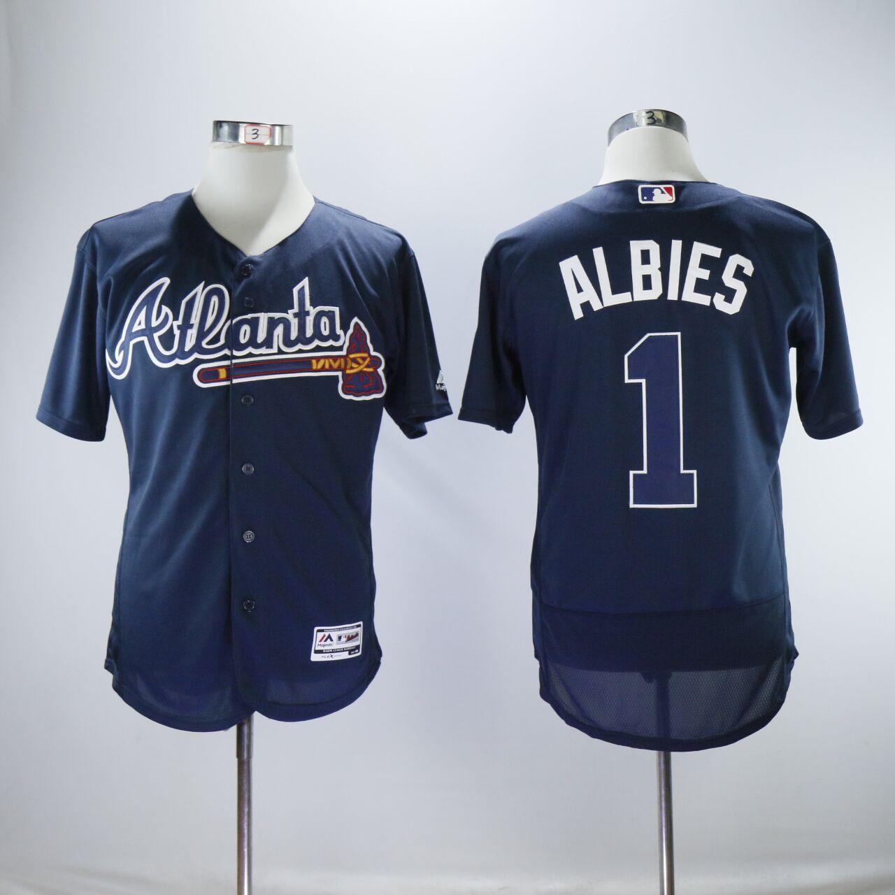 Men Atlanta Braves #1 Albies Blue Elite MLB Jerseys